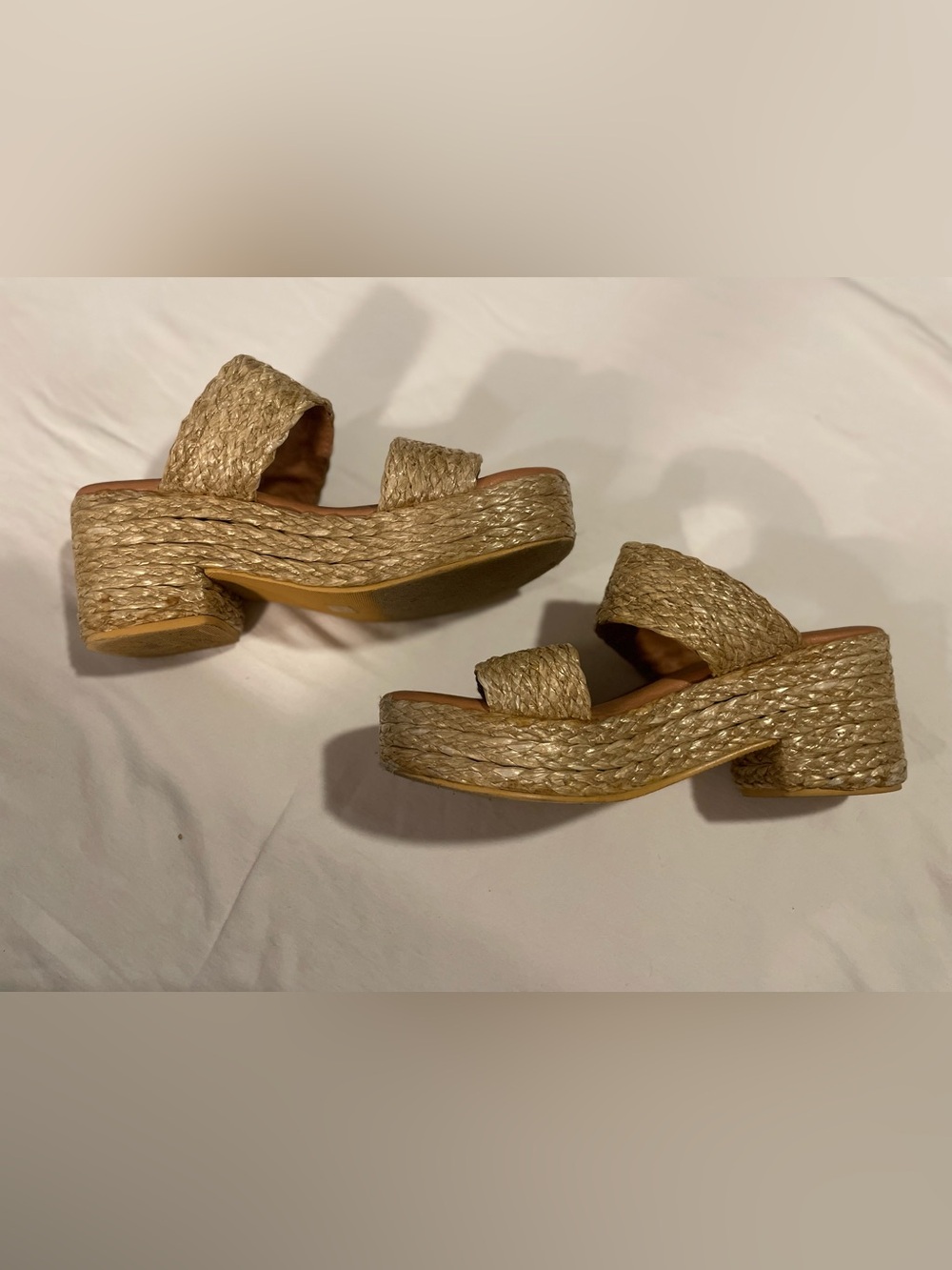 Matisse Woven Platform Slides - Natural -9